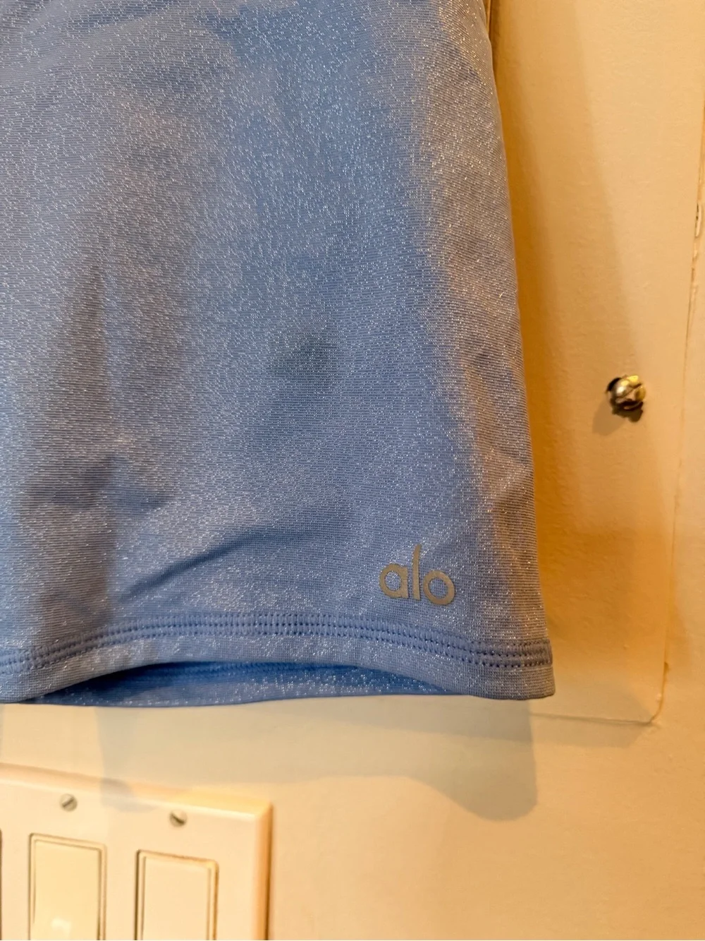 Alo High-Waist Light Blue Sparkly Bike Shorts